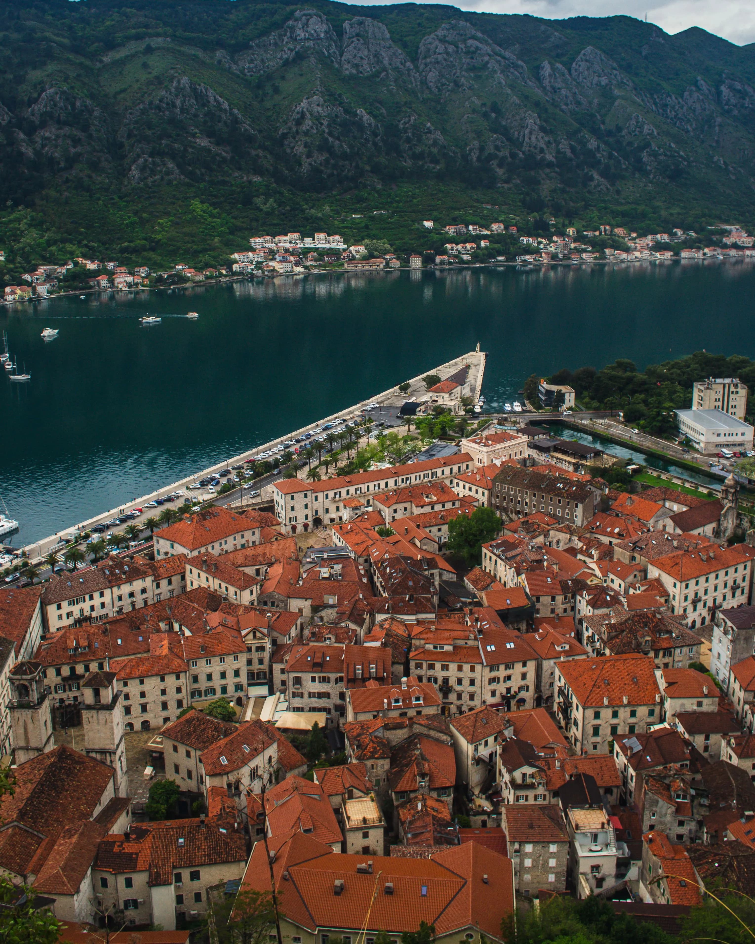 Aerial view of Kotor old town red rooftops and Boka Bay, Montenegro.jpg